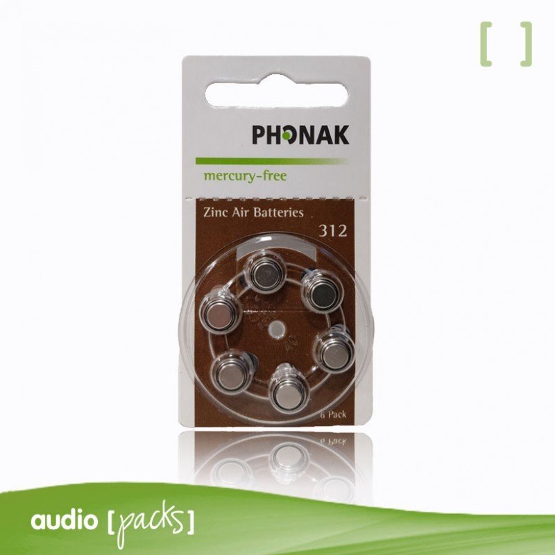 60 pilas Phonak marrones para audífonos (312)