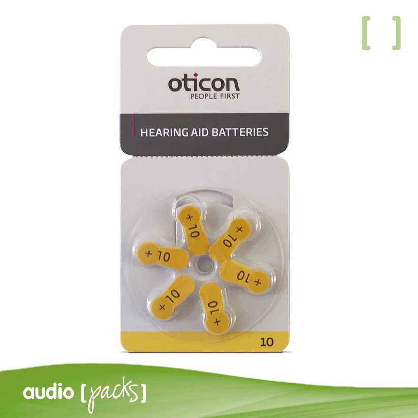 6 pilas Oticon amarillas para audífonos (10)